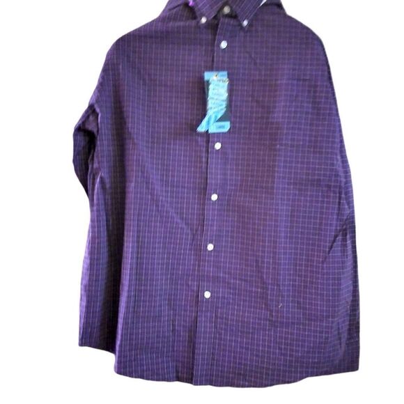 Men's SHIRT  LON SLV  MEMBER'S MARK  NEW WITH TAGS PURPLE PLAID COTTON/Poplin LG - Picture 1 of 4